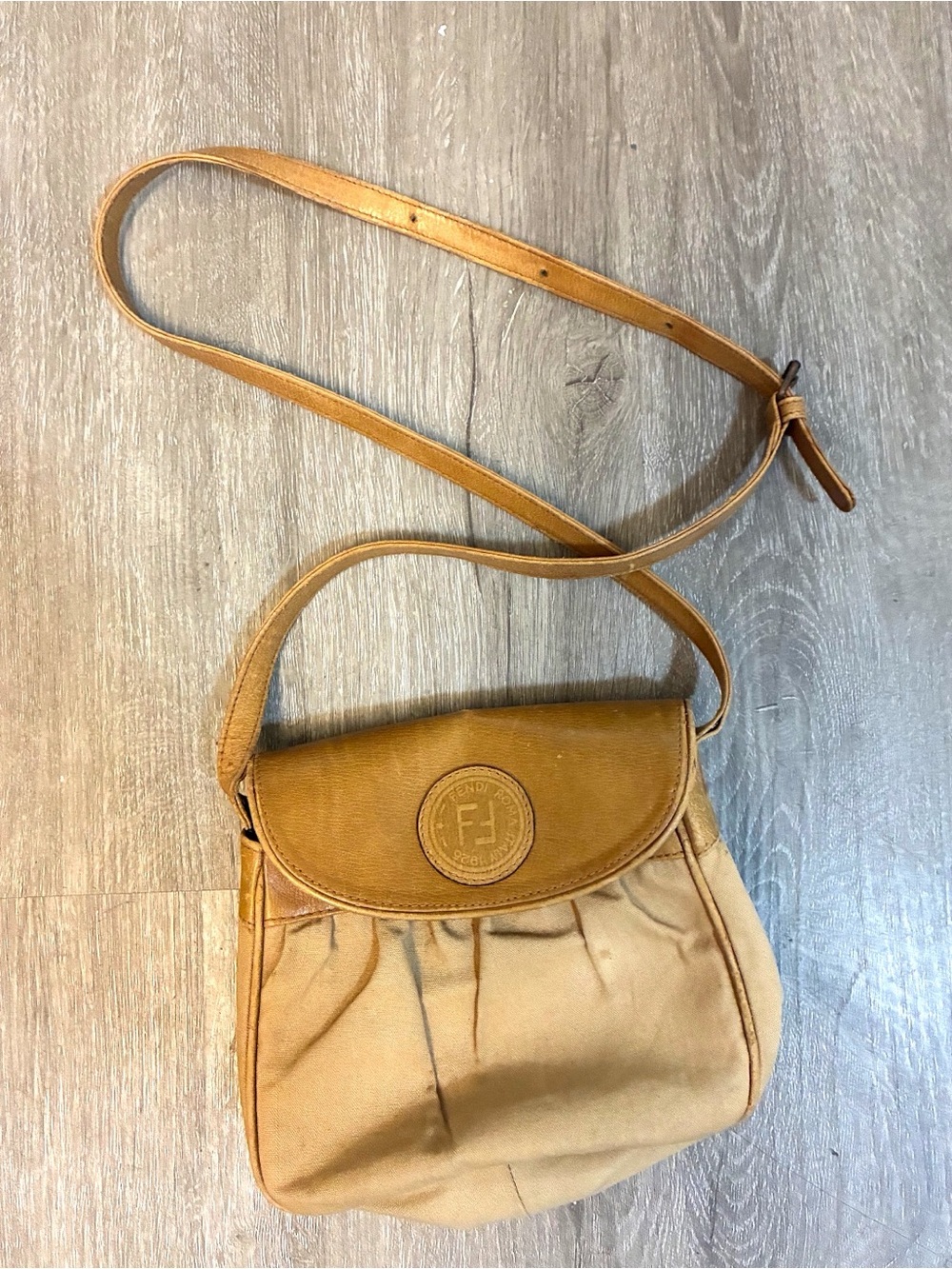 Fendi Slim Crossbody Bag in Tan Brown